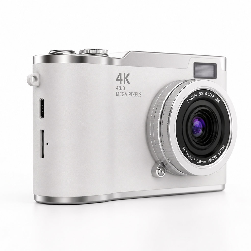 Serolira Compact 4K Camera with Flip Screen, 16X Zoom & Memory Card for Photography & Vlogging